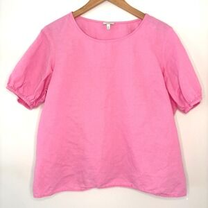 Talbots Linen Blend Top Bubble Sleeve Pink Casual Blouse XL‎ Petite